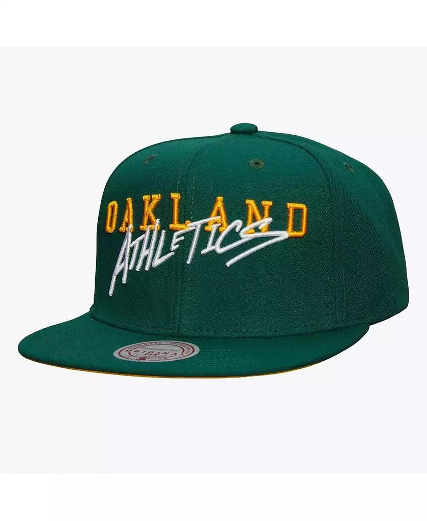 Mitchell & Ness Men's Green Oakland Athletics Team Tagged Snapback Hat 1