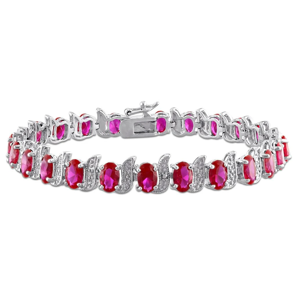Mimi 
Max 18 CT TGW Created Ruby S-Link Bracelet in Sterling Silver-7 in