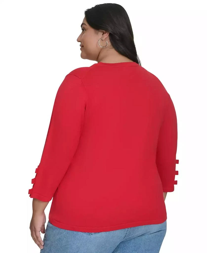 Karl Lagerfeld Paris Plus Size V-Neck Bow-Sleeve Sweater, Created for Macy's 2