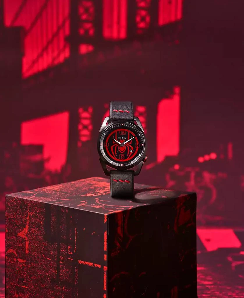 Citizen Eco-Drive Men's Marvel Miles Morales Black Leather Strap Watch 42mm 5