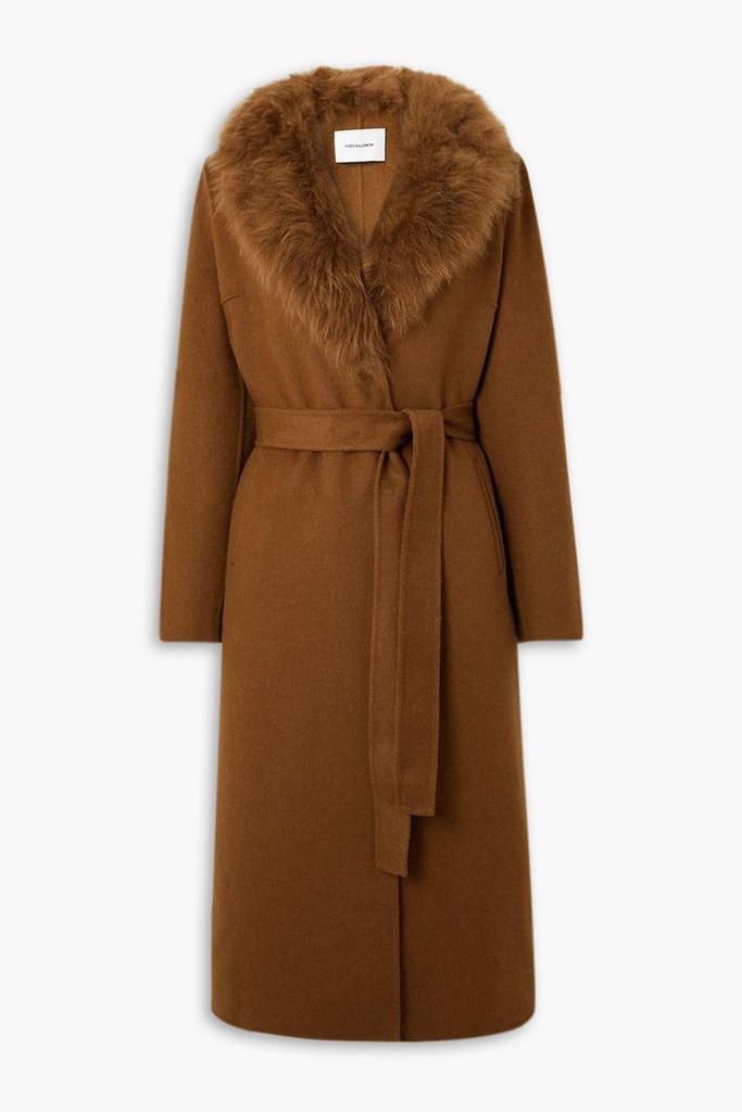 Yves Salomon Belted shearling-trimmed wool and cashmere-blend coat