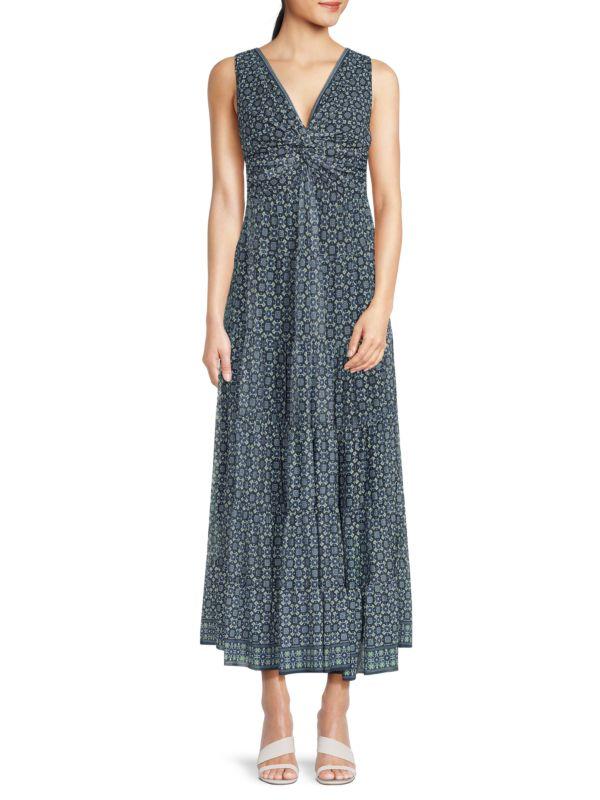Max Studio ​Mesh Twist-Front Sleeveless Maxi Dress