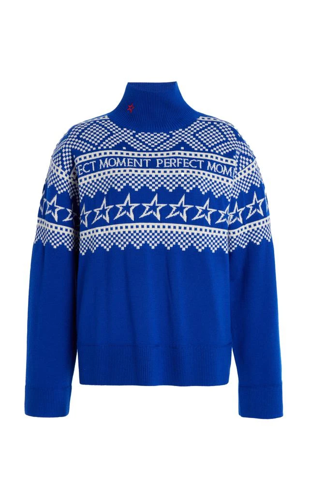 PERFECT MOMENT Perfect Moment - Holiday Wool Turtleneck Ski Sweater - Blue - XS - Moda Operandi 1