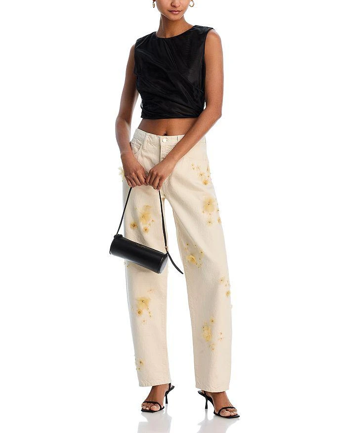 FRAME Embellished Low Slung Barrel Jeans in Vanilla Bean 2