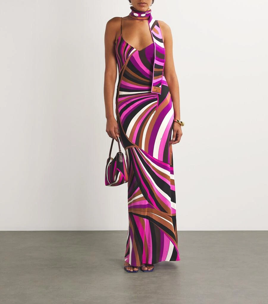 Silk Iride Print Maxi Dress