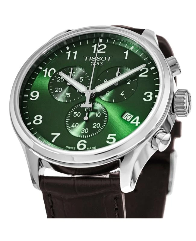 Tissot Tissot Chrono XL Classic Quartz Chronograph Green Dial Brown Leather Strap Men's Watch T116.617.16.092.00 2