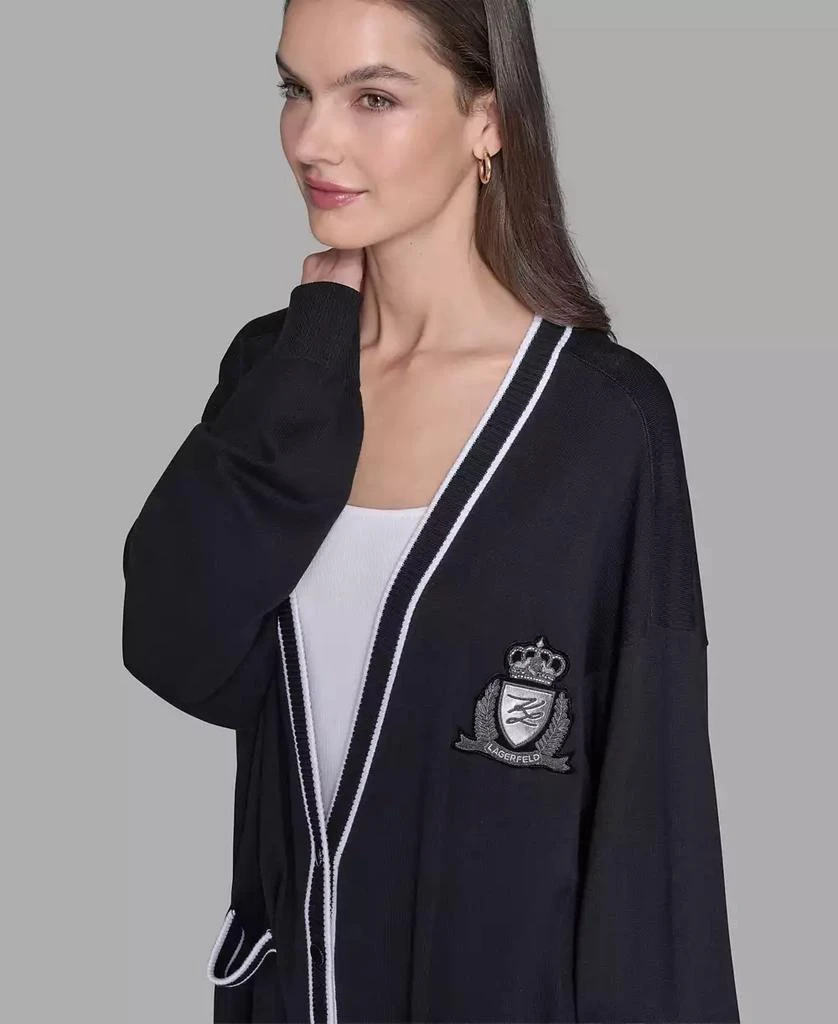 Karl Lagerfeld Paris Women's Patch Button Front Cardigan Sweater 3