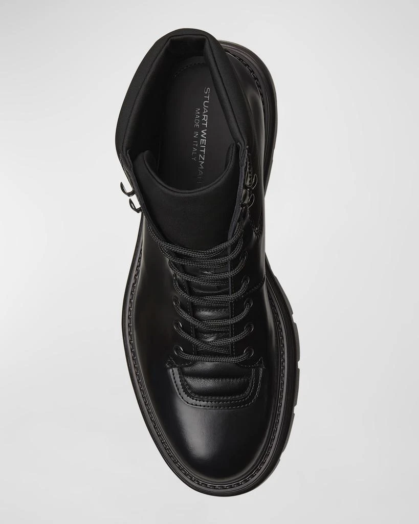 Stuart Weitzman Men's Adam Leather and Neoprene Combat Boots 5