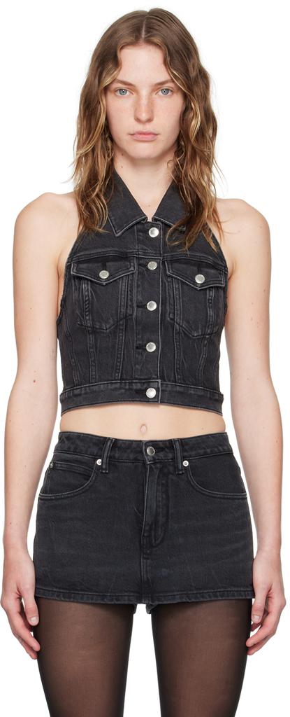Alexander Wang Black Halter Denim Vest