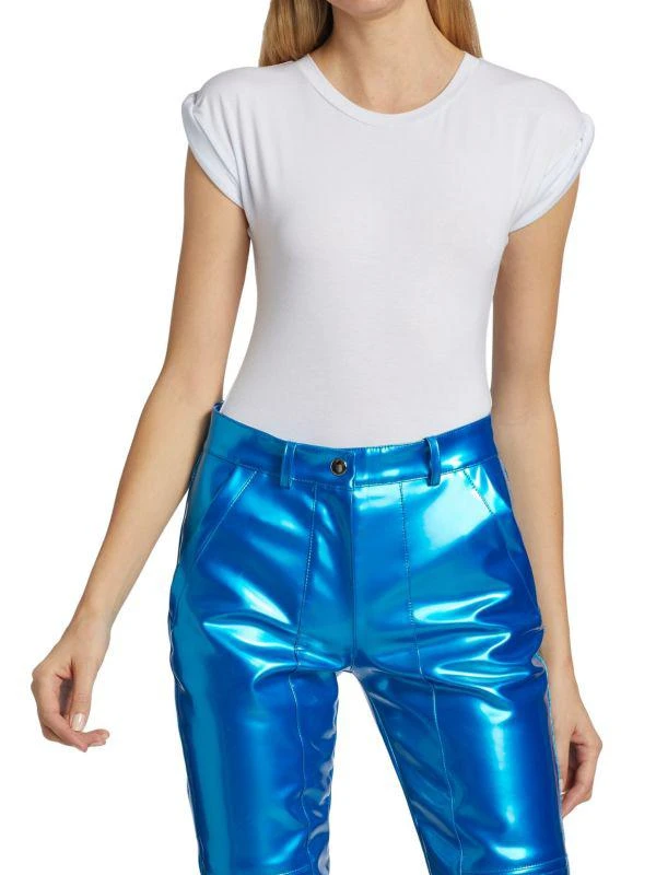 LaQuan Smith Solid Rolled Sleeve Bodysuit 1