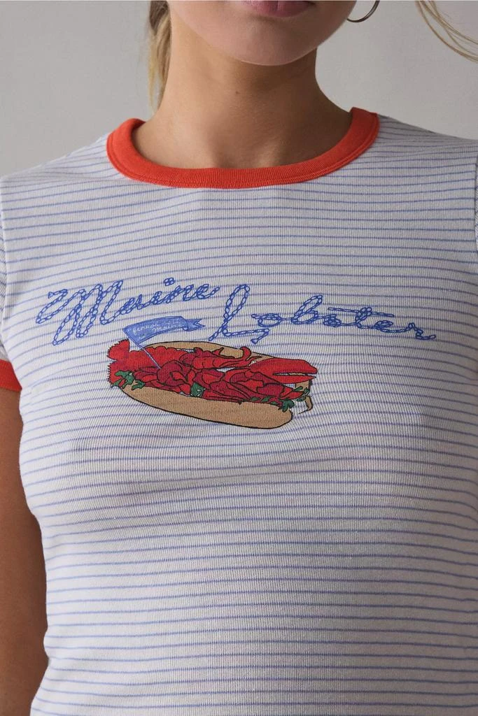 BDG BDG Too Perfect Maine Lobster Roll Graphic Striped Ringer Baby Tee 2
