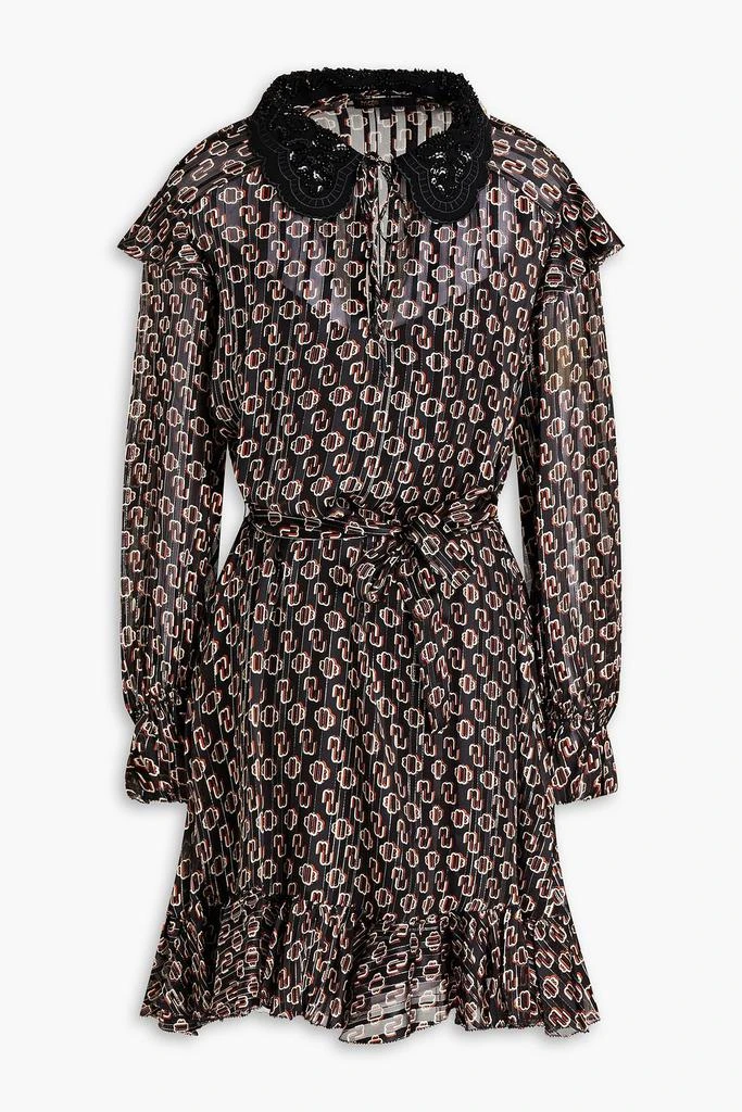 Maje Printed metallic fil coupé chiffon mini dress 1