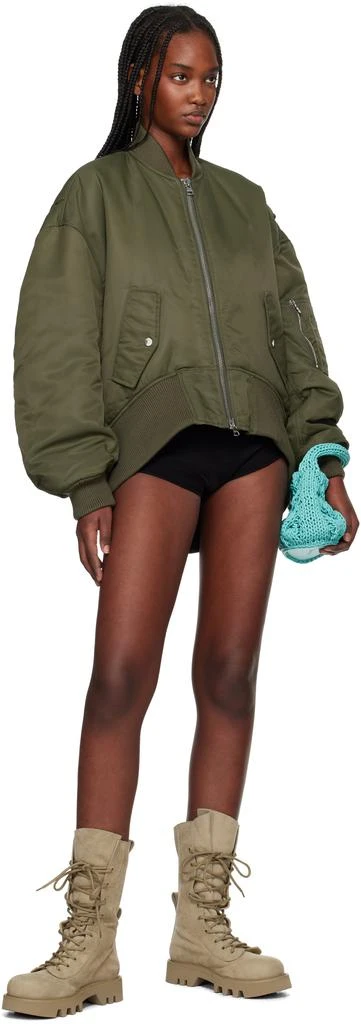 JW Anderson Green Curved Hem Oversized Bomber Jacket 4