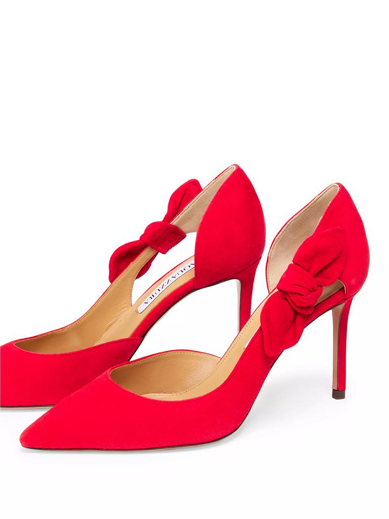 Aquazzura Very Bow Tie 85MM Suede D'Orsay Pumps