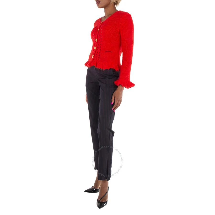 Ganni Ganni Ladies Racing Red Mohair Butterfly-Button Cardigan, Size Small 1