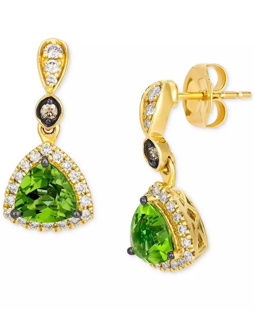 Le Vian Green Apple Peridot (1-1/2 ct. t.w.) 
Diamond (1/3 ct. t.w.) Trillion Halo Drop Earrings in 14k Gold 1