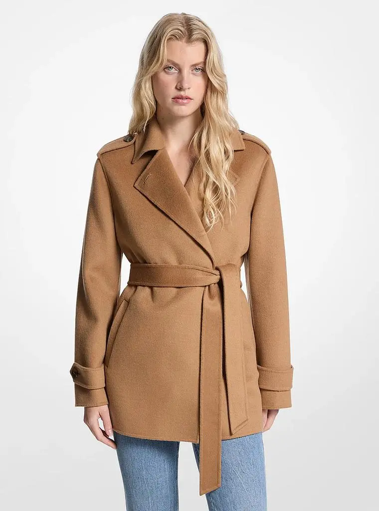 Michael Kors Wool Blend Belted Wrap Coat
