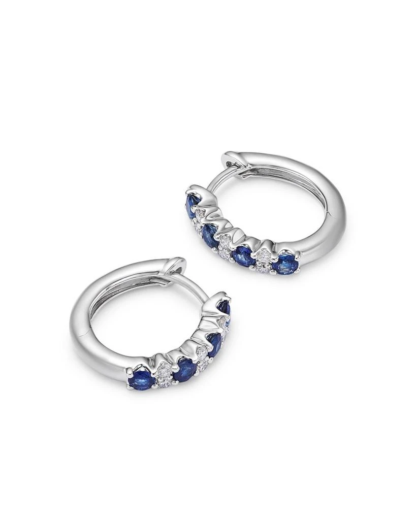 Bloomingdale
s Blue Sapphire 
Diamond Huggie Hoop Earrings in 14K White Gold 4