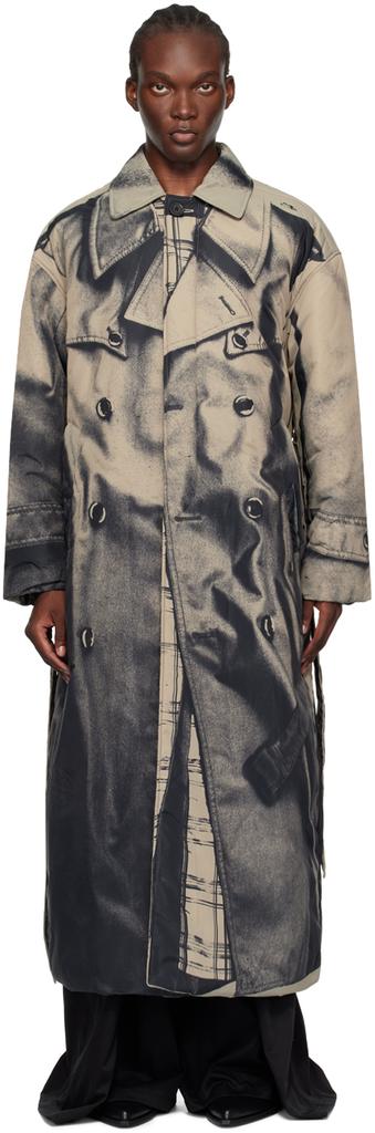 Beige 'The Trompe-L'œil' Padded Trench Coat – On Sale Now with Up