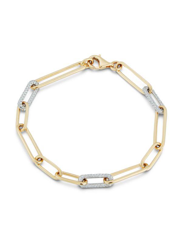 Nephora 14K Yellow Gold & 0.72 TCW Diamond Paperclip Bracelet