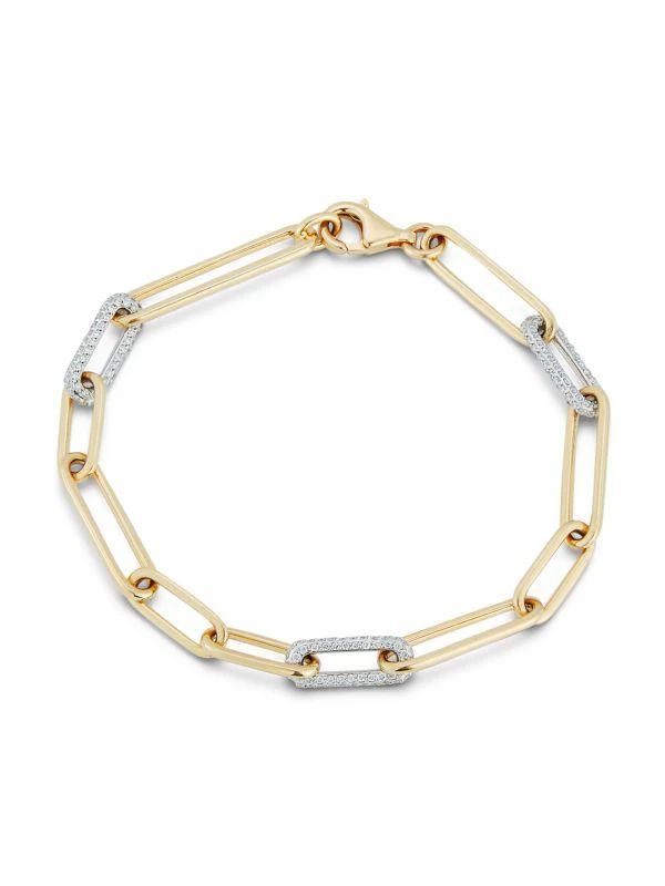 Nephora 14K Yellow Gold & 0.72 TCW Diamond Paperclip Bracelet 1