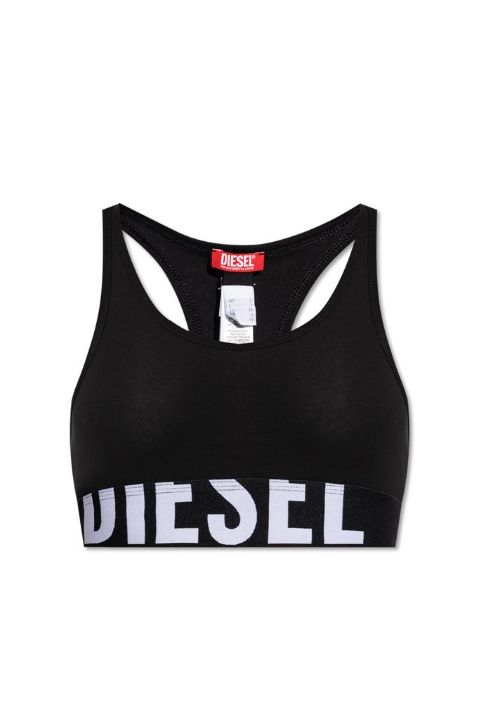 DIESEL ①UFSB-MARLYN BRA ② UFST-D-STRING Women's Triangle bra with metal Oval D | Black | Diesel