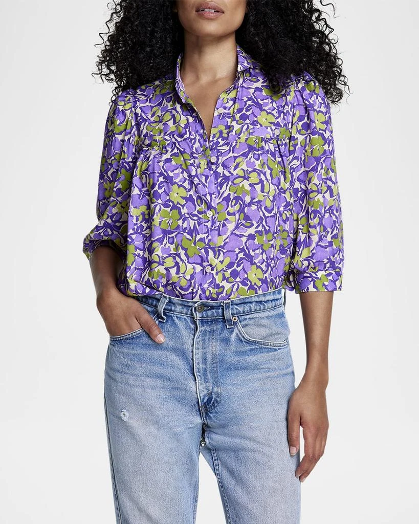 Smythe Orchid Floral Shirred Pocket Blouse 3
