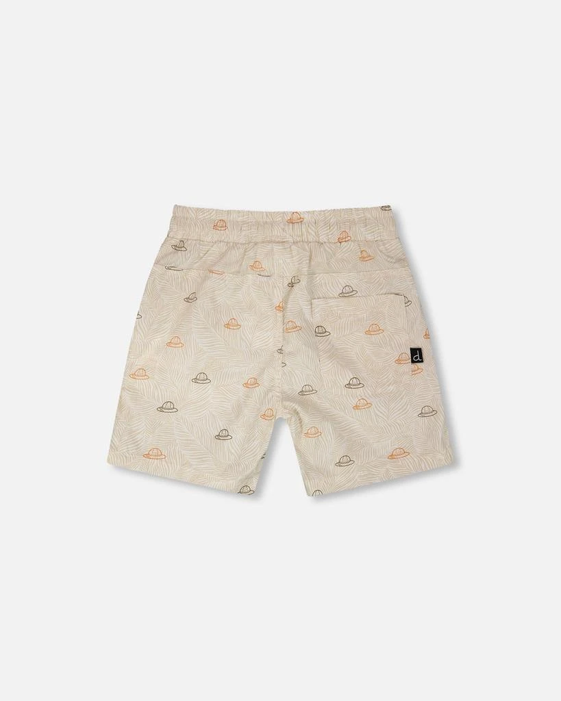 Deux par Deux Poplin Shorts Beige Safari Print 3