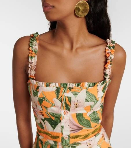 Agua by Agua Bendita Nispero floral linen midi dress 4