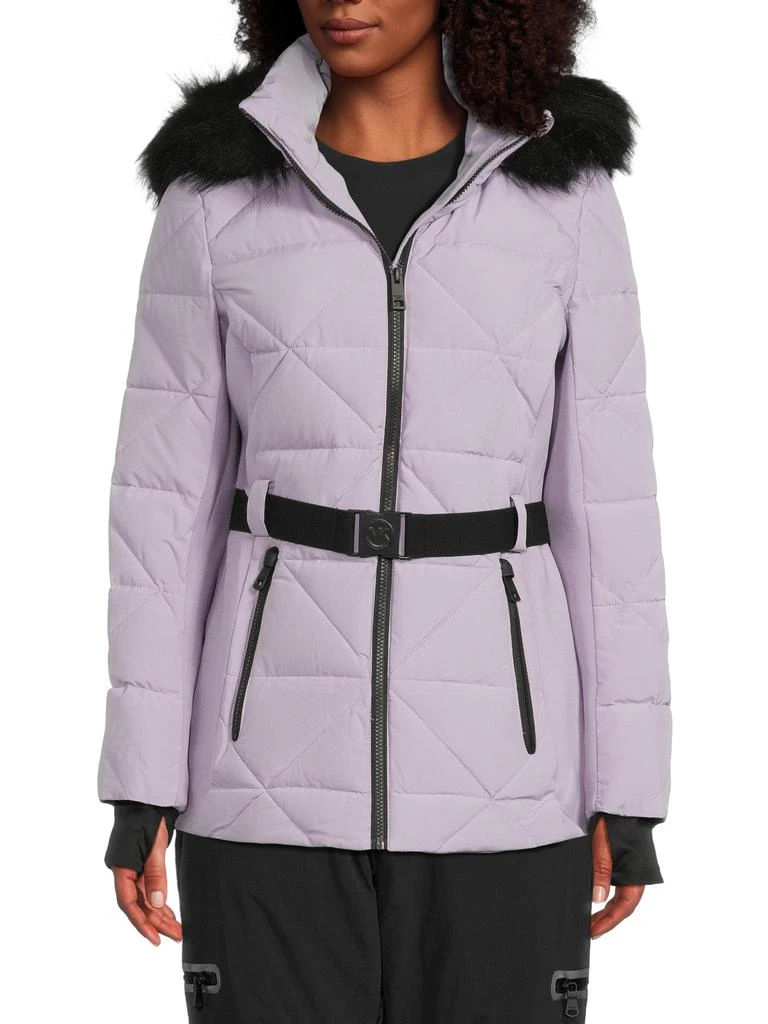 Michael Kors Missy Faux-Fur Trim Quilted Parka