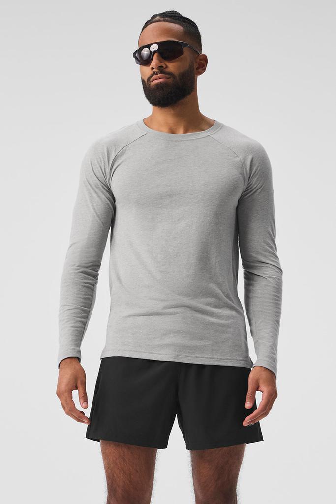 Alo Triumph Long Sleeve Tee - Athletic Heather Grey