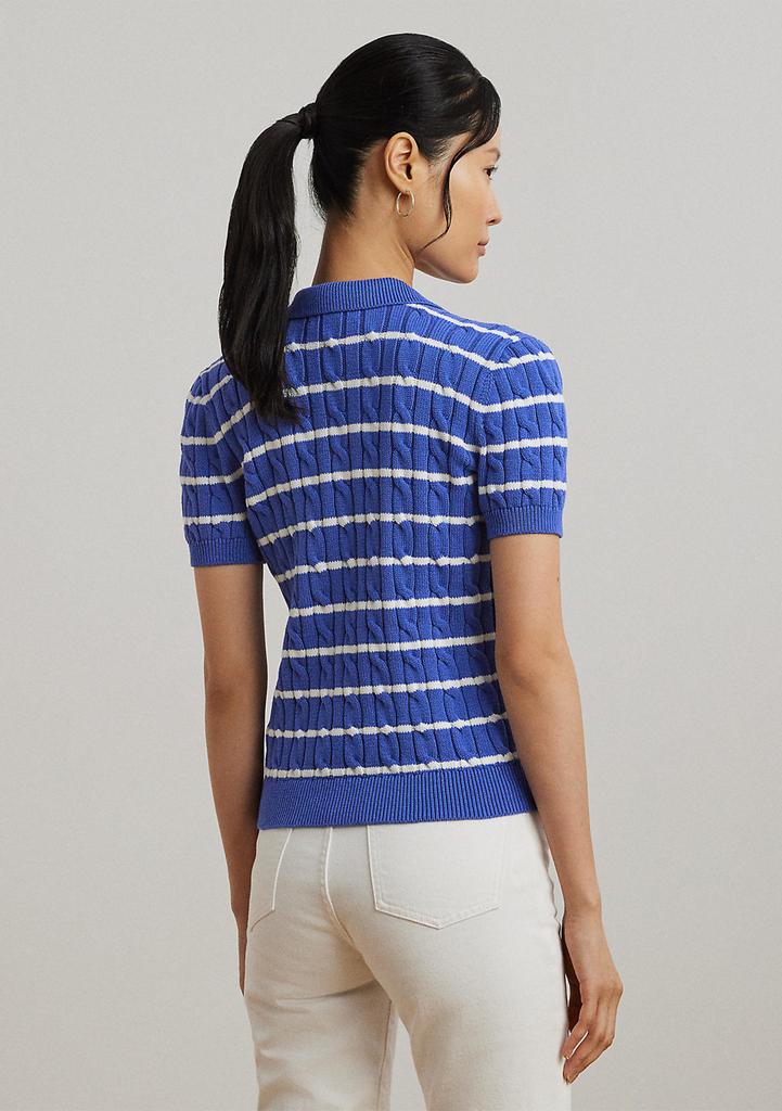 Ralph Lauren Striped Cable Knit Cotton Polo Sweater