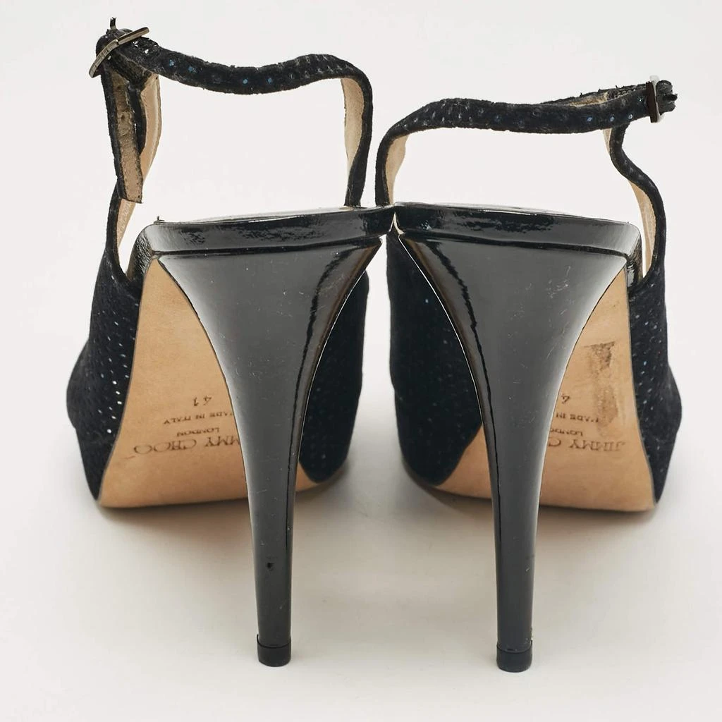 Jimmy Choo Jimmy Choo Black Embellished Suede Peep Toe Platorm Slingback Pumps Size 41 5