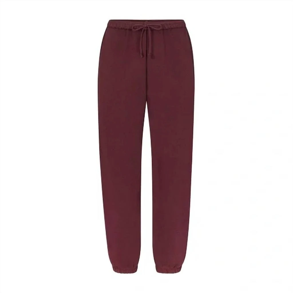 SKIMS Women Cotton Fleece Jogger In Oxblood 4