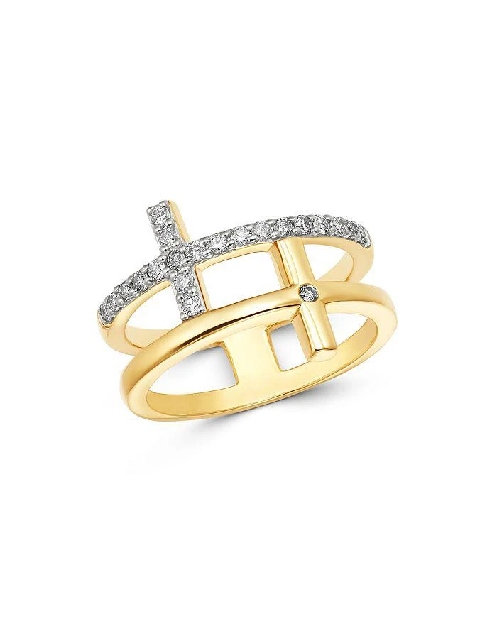 Bloomingdale's Fine Collection Diamond Double Cross Ring in 14K Yellow Gold, 0.30 ct. t.w. - Exclusive 1