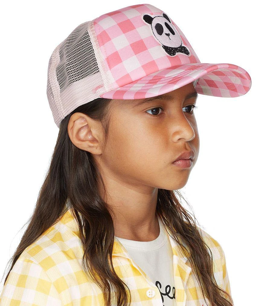 Mini Rodini Kids Pink Panda Gingham Cap 2