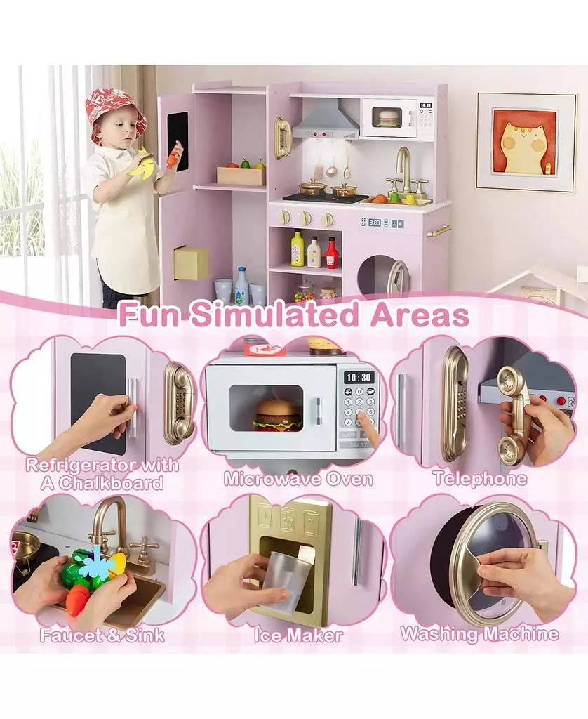 Mecale Pretend Play Kitchen Toy with Range Hood, Ice Maker 
Telephone for Kids  Role Play 5