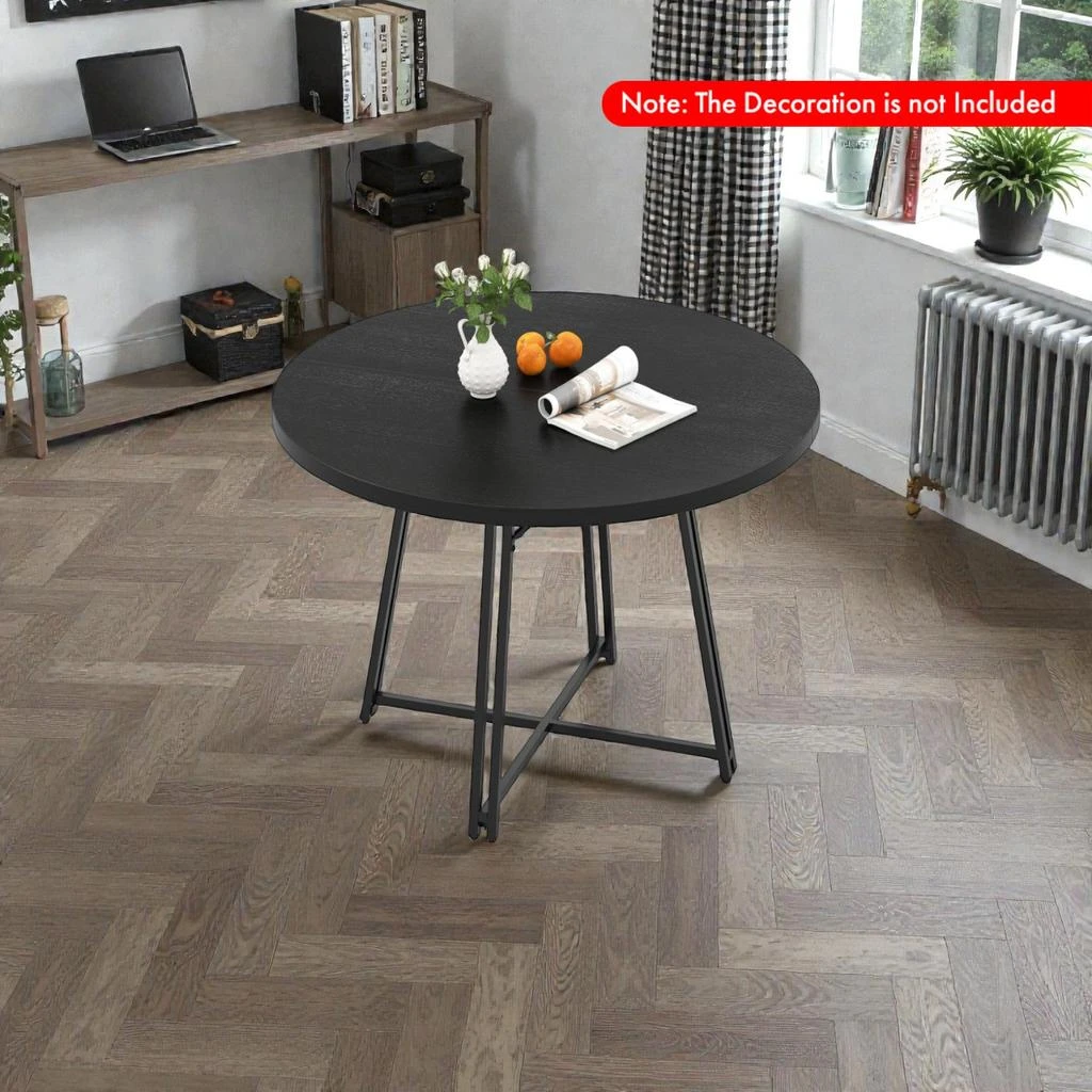 Hivvago Cross Base Round Dining Table, 47 Inches, Ideal for 4-6 Guests 2