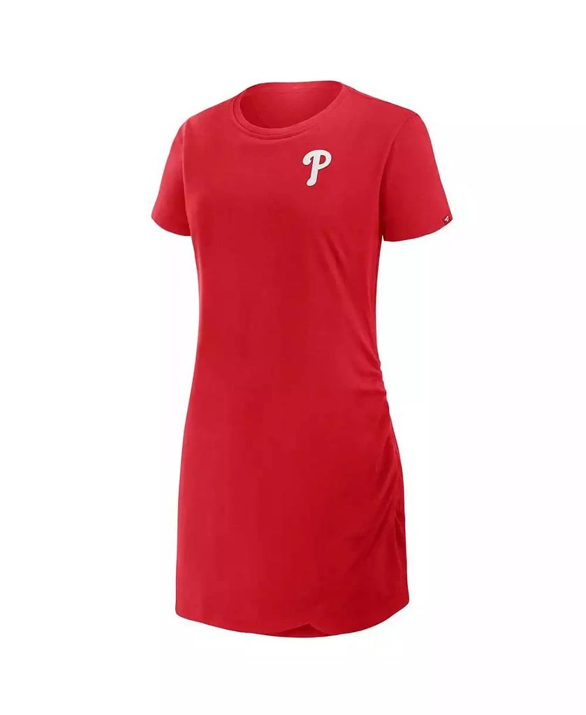 Fanatics Women's Red Philadelphia Phillies Ruched Drape T-Shirt Dress 2