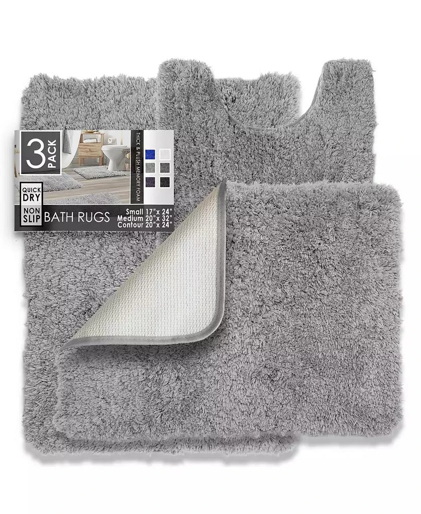 Clara Clark Ultra Soft Non Slip Shaggy 3 Piece Bath Rug, Small, Medium 
Contour