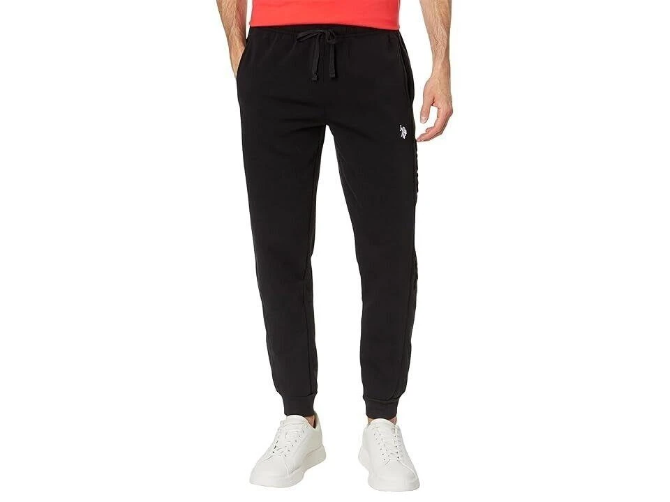 U.S. POLO ASSN. U.S. Polo Assn. Uspa Embossed Pants Mens Black Fleece Wordmark Jogger ERK500 from Premium Outlets