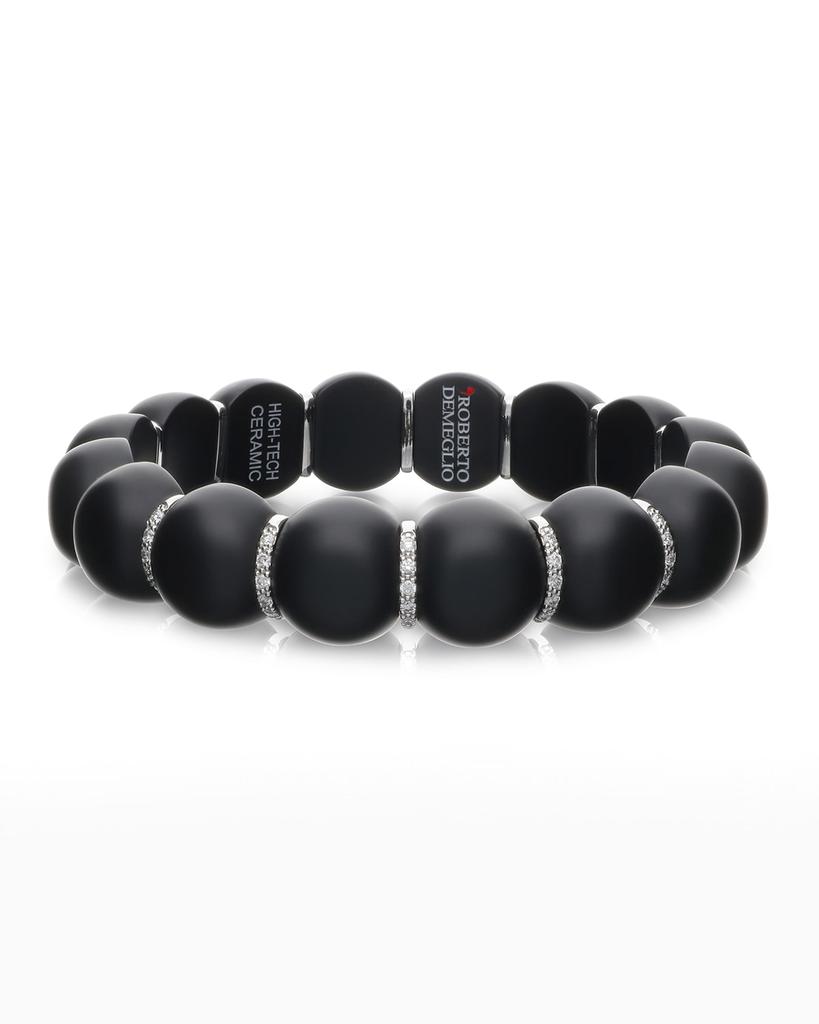 Roberto Demeglio Dama Ceramic Beaded Stretch Bracelet with 5-Diamond Rondelles