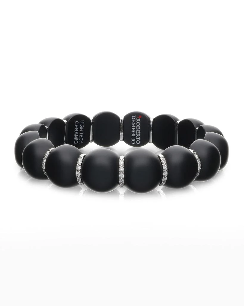 Roberto Demeglio Dama Ceramic Beaded Stretch Bracelet with 5-Diamond Rondelles 1