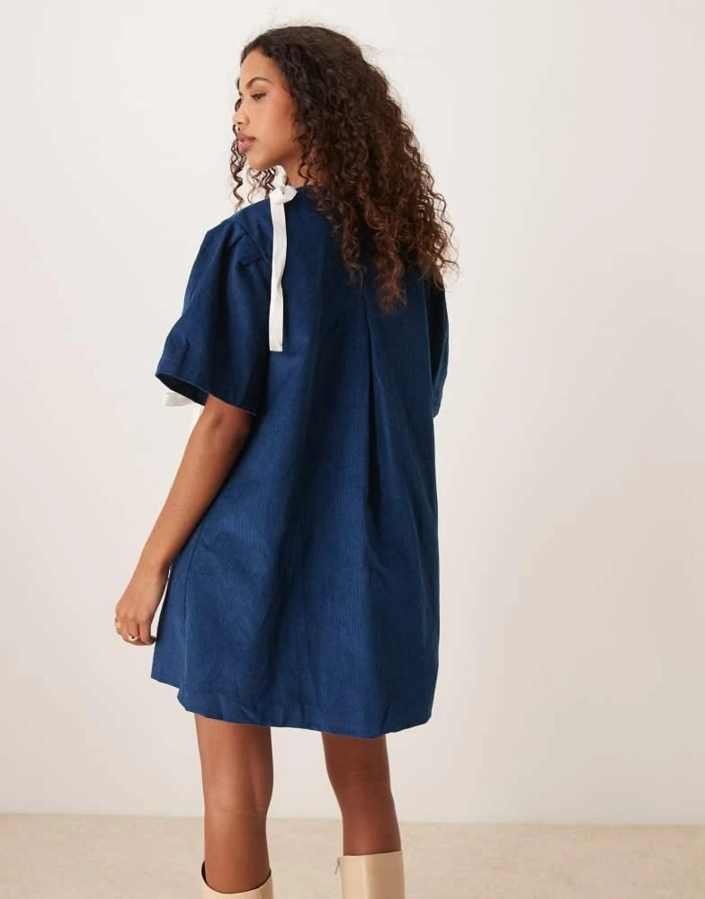 Ghospell Ghospell contrast bow mini dress in navy 3