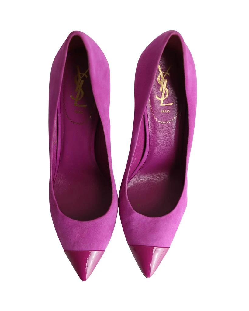 Yves Saint Laurent Patent Toe Pumps in Purple Suede 6