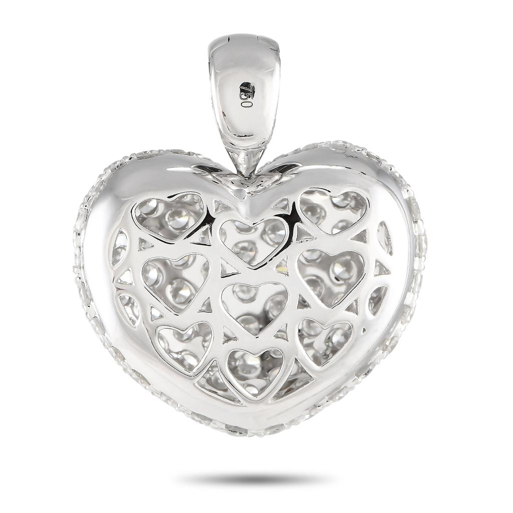 Non Branded 18K White Gold 2.80ct Diamond Heart Pendant APD-4446