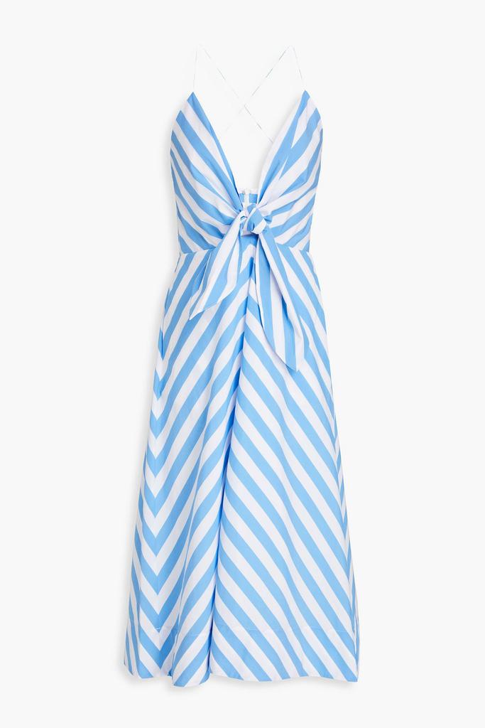 REBECCA VALLANCE Nini knotted striped cotton-blend poplin midi dress