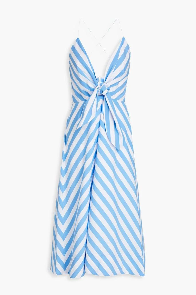 REBECCA VALLANCE Nini knotted striped cotton-blend poplin midi dress 1