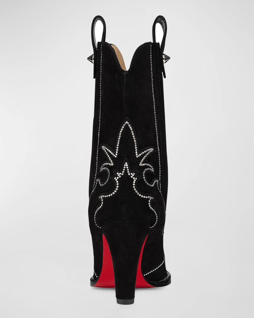 Christian Louboutin Strass Suede Red Sole Western Booties 4