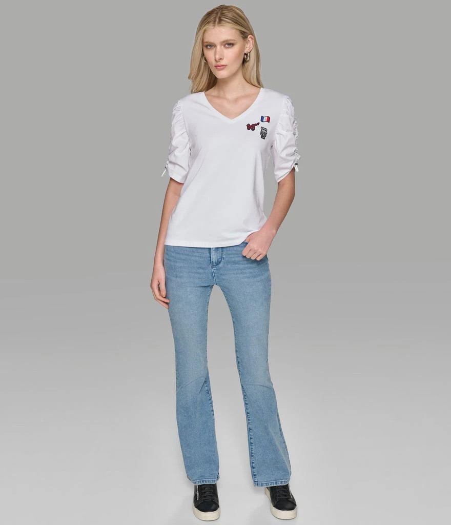 Karl Lagerfeld Paris RUCHED SHORT SLEEVE TOP WITH PINS 5